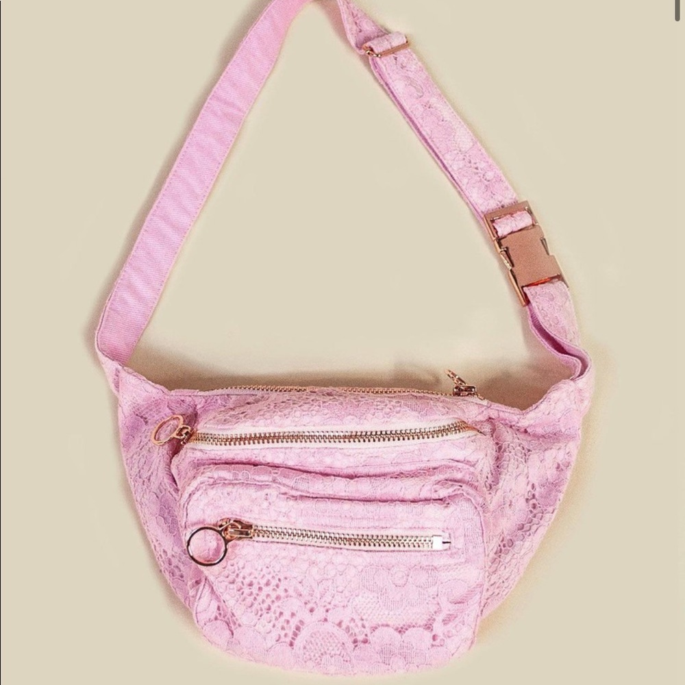 For Love & Lemons Pink Lace Fanny Pack